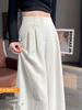 New Spring Women's High Waist Linen Wide-Leg Pants - Floor-Length Casual Yamamoto Style