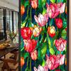 Colorful Retro Floral & Bird Static Cling Window Film - No Glue, Removable