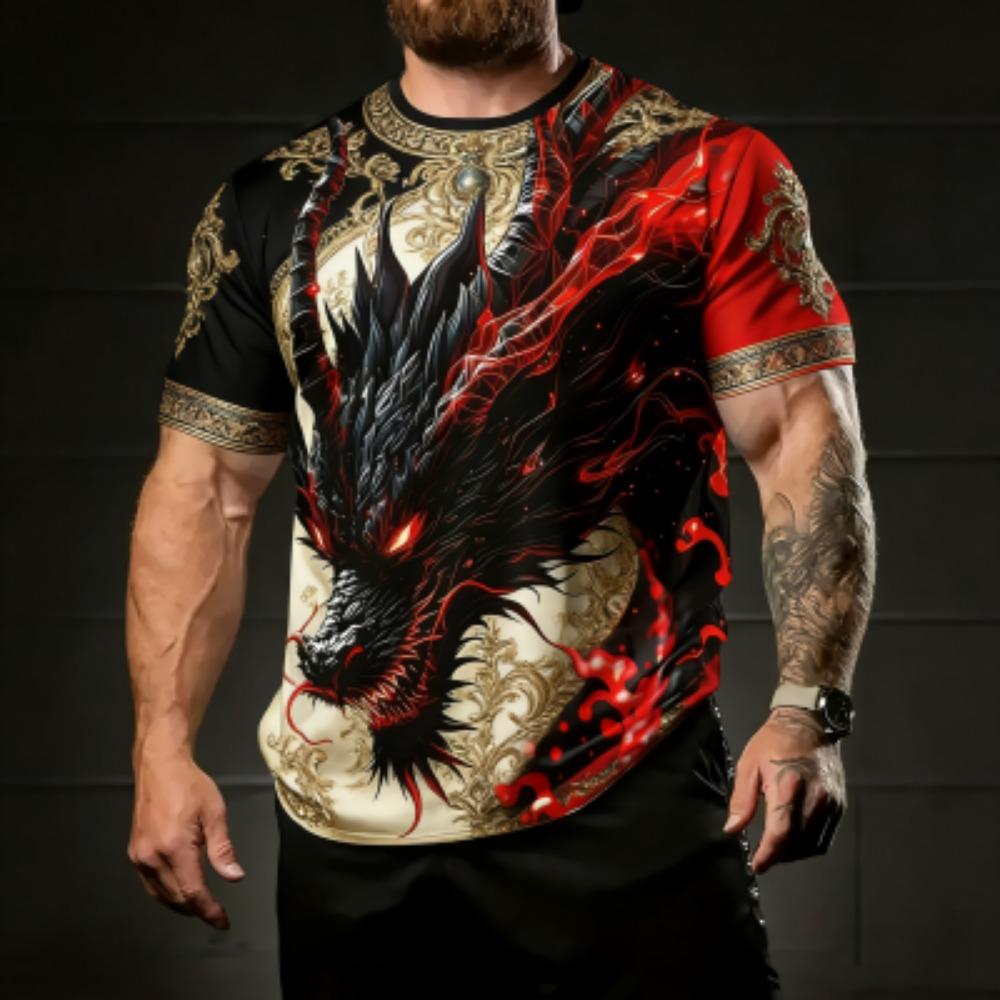 Fashion Summer Men's T-Shirt Dragon Pattern 3D Print Tees Top Hip Hop Loose Short Sleeve Streetwear Vintage Oversized Women T-shirt