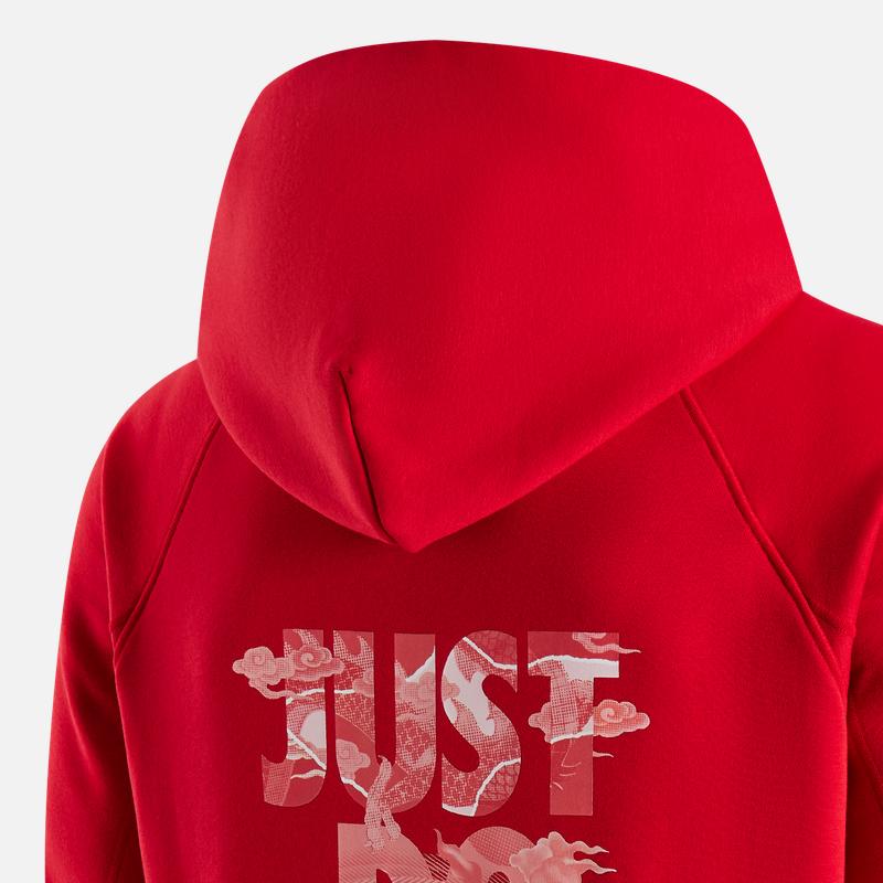 Nike Dragon Leap New Year Series FW23 Logo Print Fleece Hoodie Long Sleeve Men Tops University-Red FZ6373-657