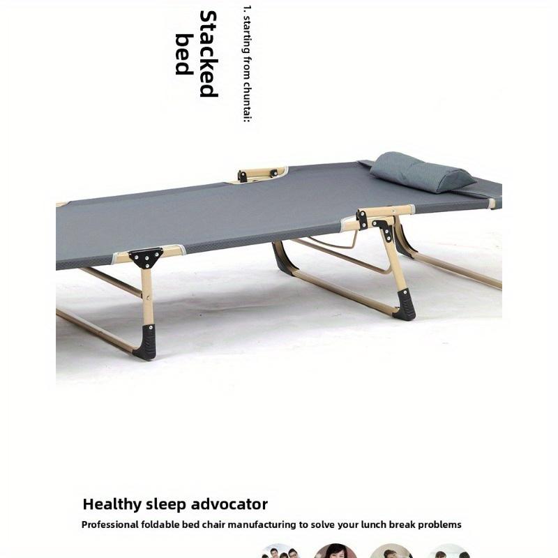 Single Foldable Bed for Office Nap Outdoor Camping Beach Emergency Use Lightweight Steel Frame Portable Lounge Chair