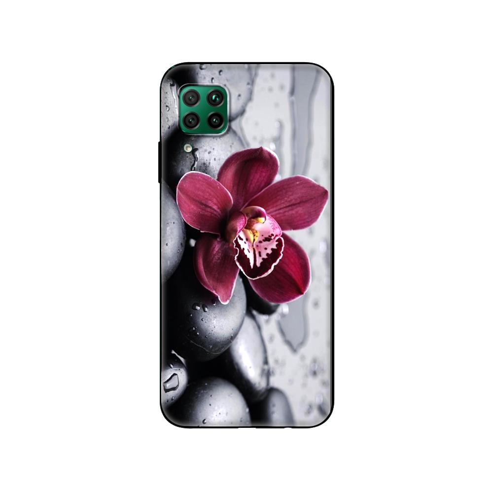 Black Tpu Case For Huawei P30 Lite P30 Pro P40 Case For Huawei P40 LITE E P Smart 2020 Case Cover Orchid Flowers Colorfu