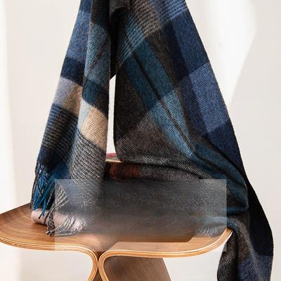 Pure Wool Scarf High End Women's Retro Plaid Autumn and Winter Scarf  Korean Style Versatile Scarf and Shawl Dual Use