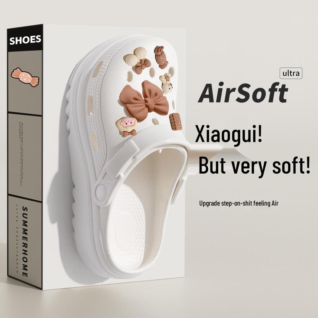 Women's 2025 Black Non-Slip Thick-Soled Beach Clogs for Comfortable Summer Wear