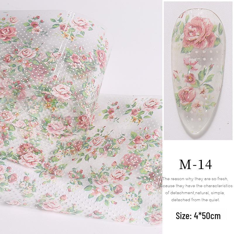 

Японские цветочные наклейки-переводки для нейл-арта – Звездное небо, гелевая декорация M-14# Single 4*50cm розовый