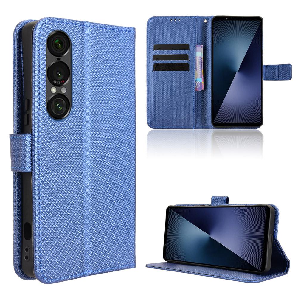 For Sony Xperia 1 VII Leather Wallet Case with Strap Diamond Texture Phone Cover