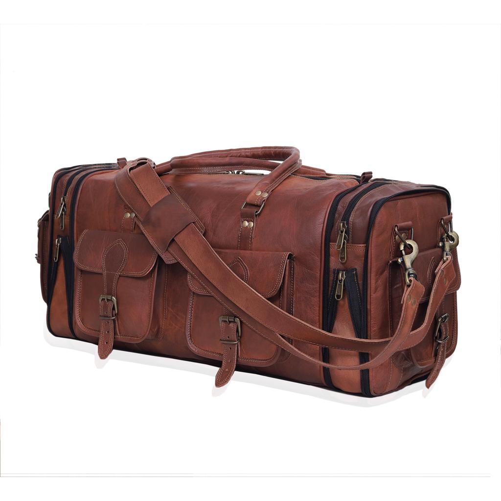 Personalized Handcrafted Leather Weekender Bag for Men Travel Overnight Monogram Duffel Groomsmen Gift