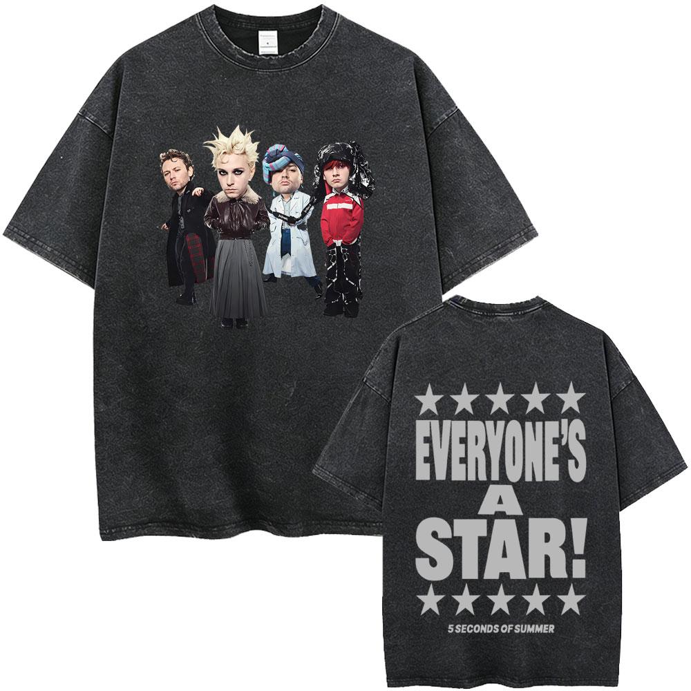 Washed Vintage 5 Seconds of Summer Everyones A Star World Tour 2026 Tshirt Men Women Clothing Pop Punk Rock Harajuku T Shirts