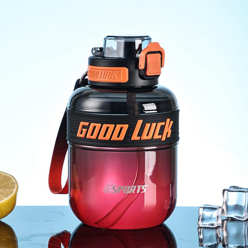Sports Gradual Change Color Water Cup Outdoor Student Straw Cup Fitness High Temperature Food Grade With Handle Ton Ton Cup