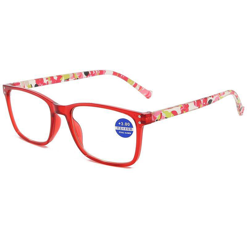 New Women Reading Glasses Ultra-light Anti-blue Light Flower Print Resin Eyewear +1.0~+4.0 Magnifying Presbyopic