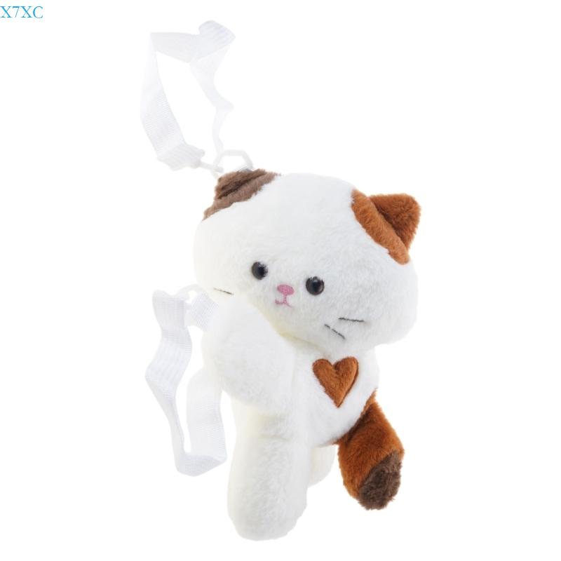 

X7XC For Girls Fuzzy Cats Shoulder Bag Cotton Lightweight Portable Crossbody Bag CN