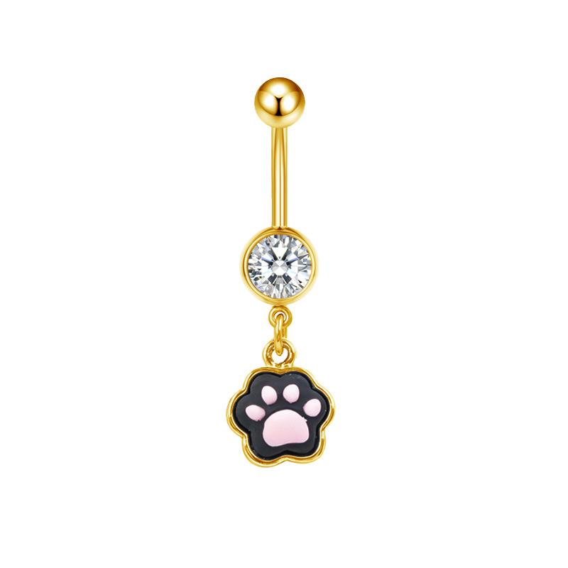 Gaibei Stainless Steel Star Bow Cat Paw Navel Ring