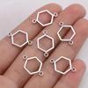 30Pcs Silver Plated Hexagon Charms Honeycomb Connectors For Jewelry Making Diy Bracelet Earrings Accessories