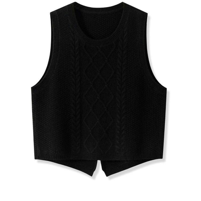 Women Cable Knit Waistcoat, Loose Sleeveless Knitted Vest, High Quality All Season Casual Sweater Gilet