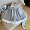Women's High Waist Lace Patchwork Wide Leg Shorts Casual Loose Fit Summer Short Pants