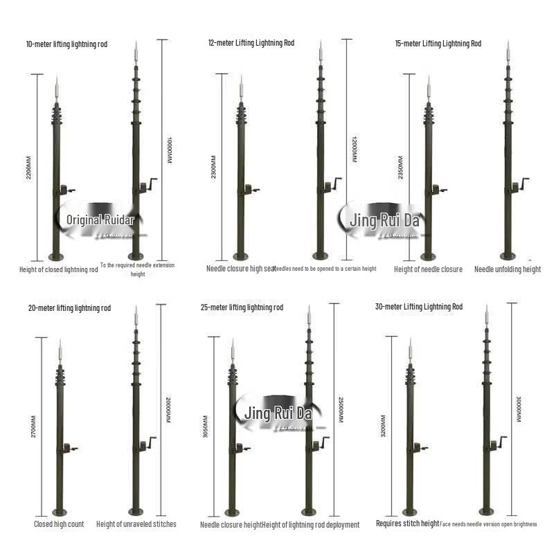 JINGRUIDA Portable Manual Lifting Lightning Rod Kit