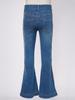Kids Girls Casual Stripe Side Long Pants Elastic Waistband Ripped Bell-bottom Hem Denim Pants