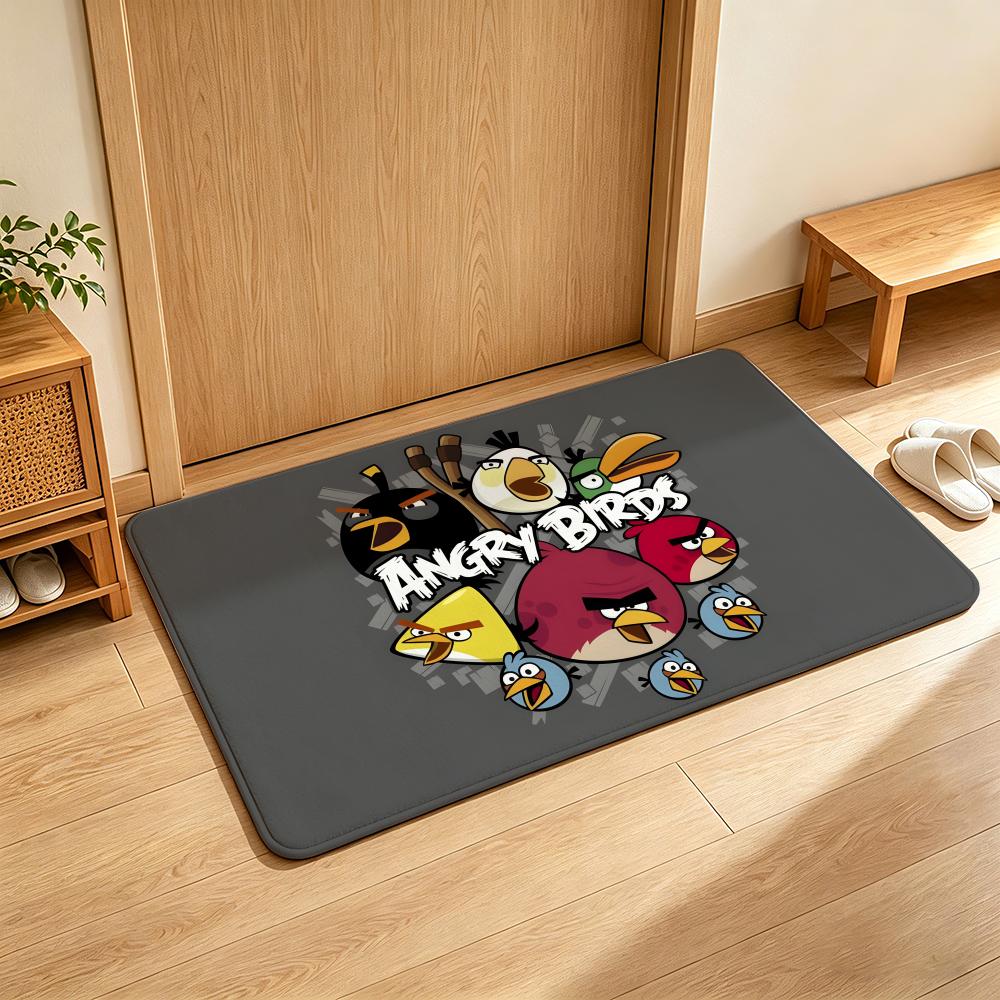 Game A-angry B-Birds Floor Mat Soft Flannel Floor Mat Suitable for Entryways, Living Rooms, Bedrooms, and Bathrooms