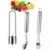 Juego de 3 Piezas de Acero Inoxidable Perforador de Frutas Descorazonador de Chile Jalapeño Manzana Pera Espino Cereza Herramientas Extractoras de Huesos Gadgets de Cocina