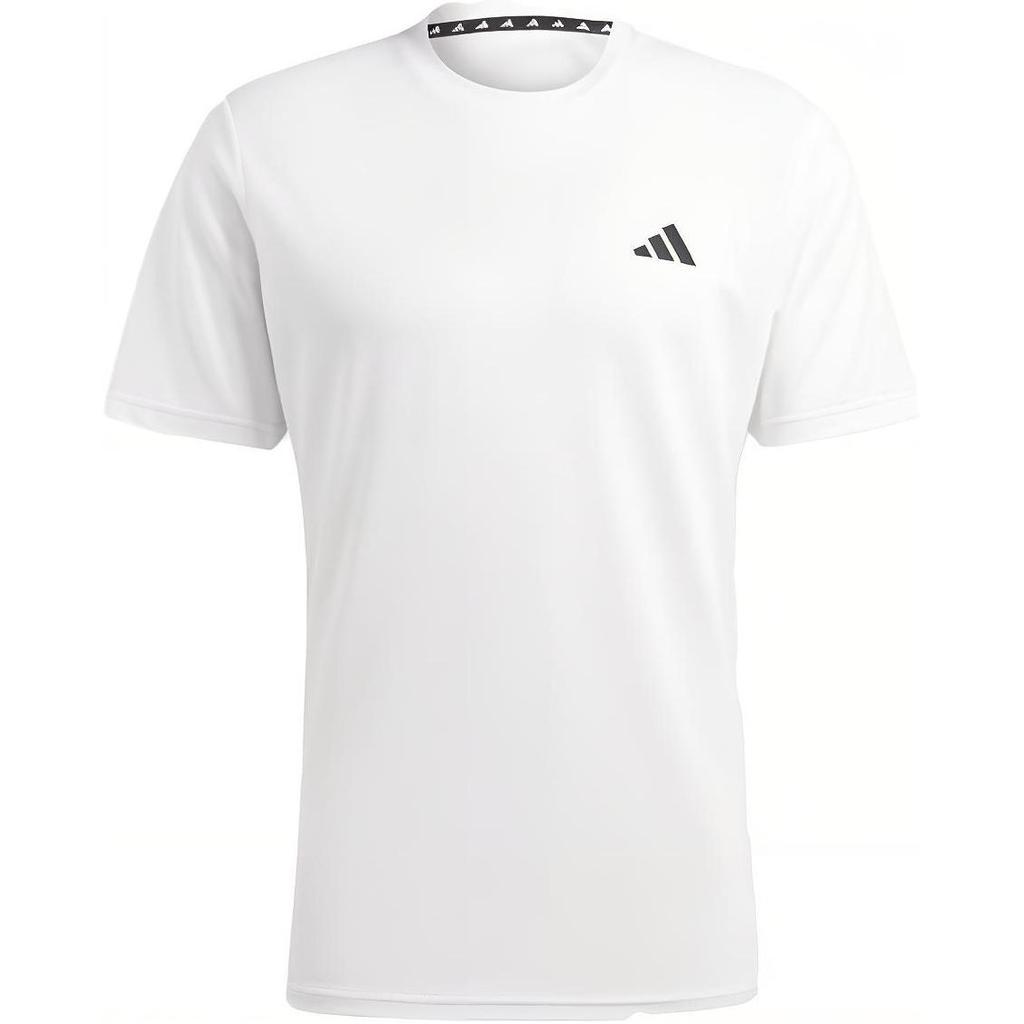 Adidas Solid Color Logo Crew Neck T-Shirt Men Tops White IC7430