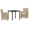 Garden Dining Set 3 Pcs Beige Poly Rattan