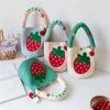 Fashion Women Canvas Bucket Cartoon Flower Handbags And Purses For Female Summer Cute Strawberry Shoulder Bags Lunch Bags