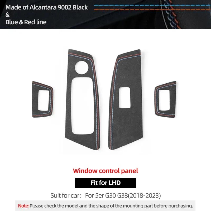 

Betterhumz For BMW Series 5 G38 G30 Window Switch Lifter Button Panel Trim Sticker Made of Alcantara Car Interior Accessories Red Blue LHD