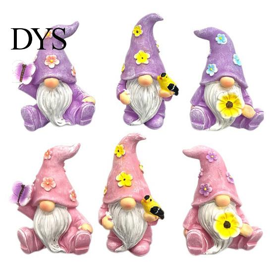 Garden Gnome Statues for Outdoor Decor Halloween Resin Statue, Spring Butterfly Bird Flower Macaron Color Gifts Figurine Patio, Hand Painted