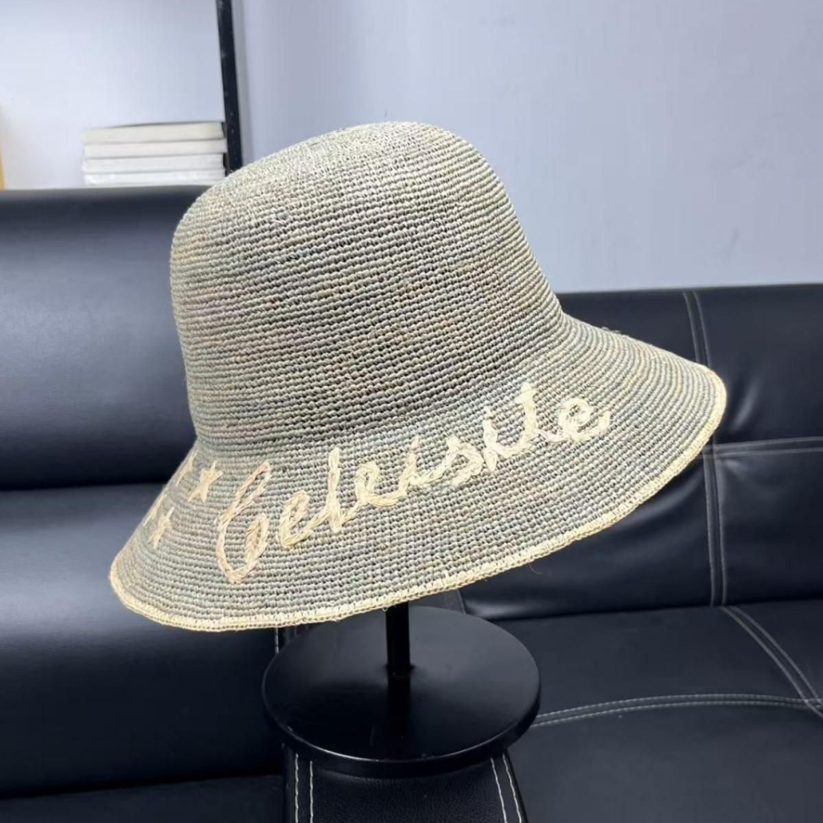 

Day single small fresh raffia hat women s summer handmade crochet sun hat travel sunscreen basin hat beach sun hat M（55-58cm） светло-серый