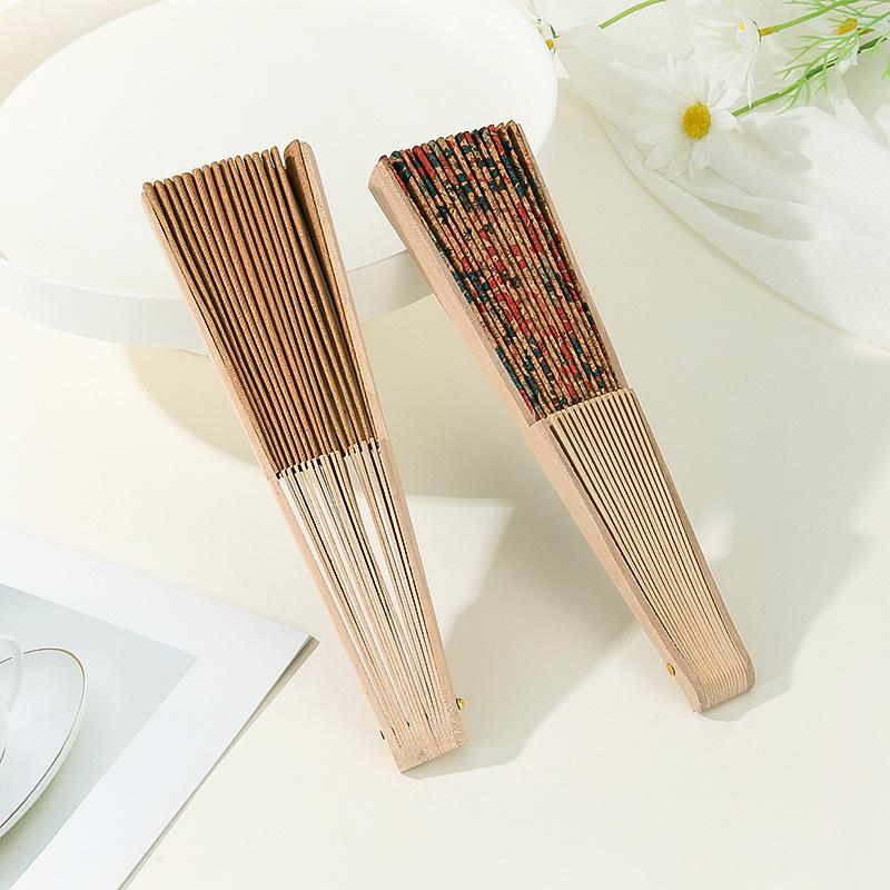 Vintage Bohemian Style Cork Folding Fan Props Graft Gift Hand Held Fan Home Decor Wooden Folding Fan