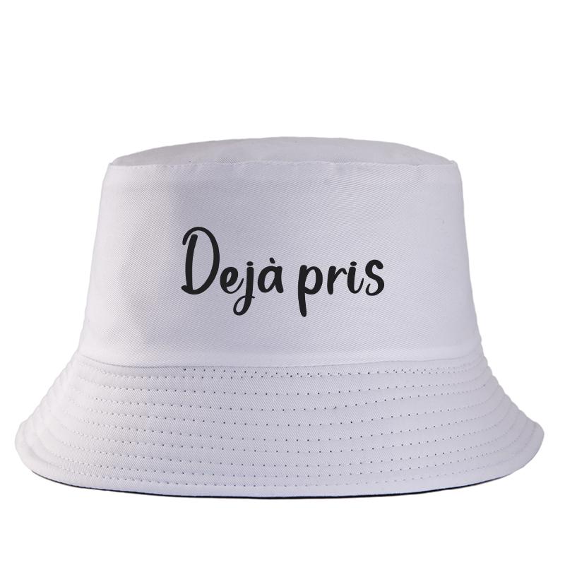 Dj Pris(e) Letter Bob Imprim Reversible Bucket Hat Women Unisex Travel Casual FisherUnisex Cap Girl Boy Cotton Panama Hat