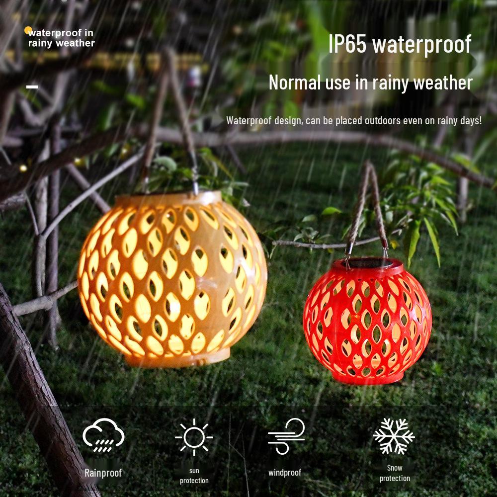 Outdoor Rainproof Solar Hanging Zen Lantern: Atmospheric Pendant Light for Trees and Courtyards