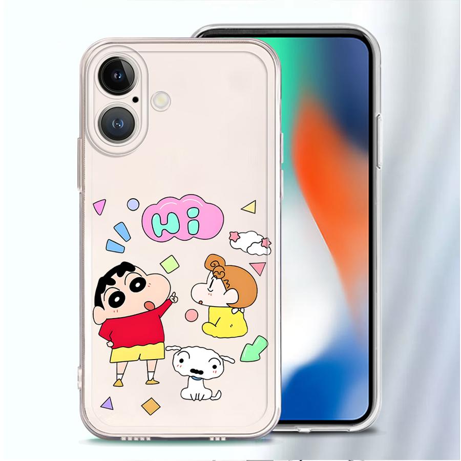 Cartoon Himawari Shin Case for iPhone 17 Pro Max 12 Mini 7 8 11 15 16 13 Pro XR XS Max Air 14 Plus Soft Phone Cover