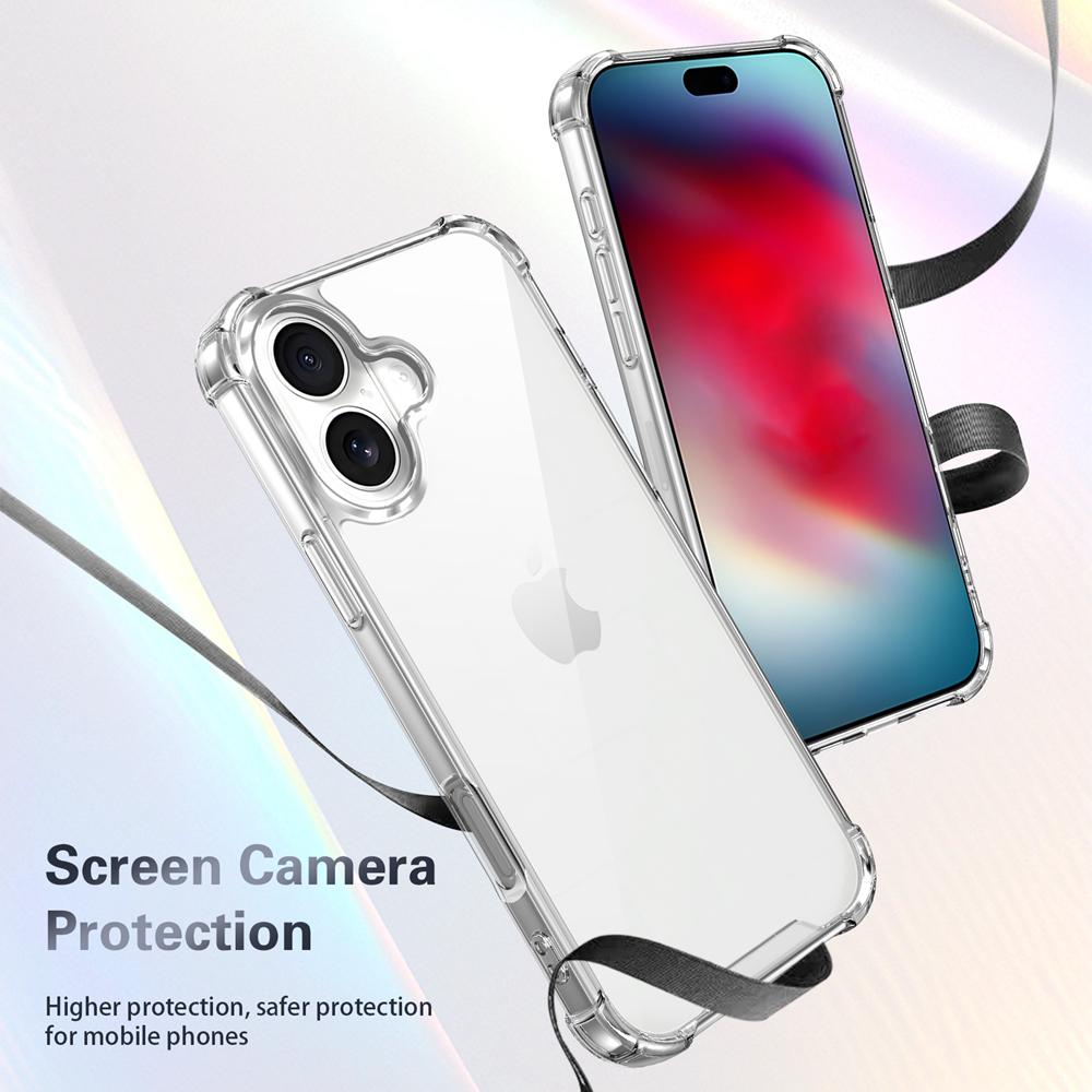 KEYSION Vier-Ecken Stoßfest Transparente Hülle für iPhone 12 13 14 15 16 Pro Max 16e Plus Weiches TPU+PC Klare Handyhülle