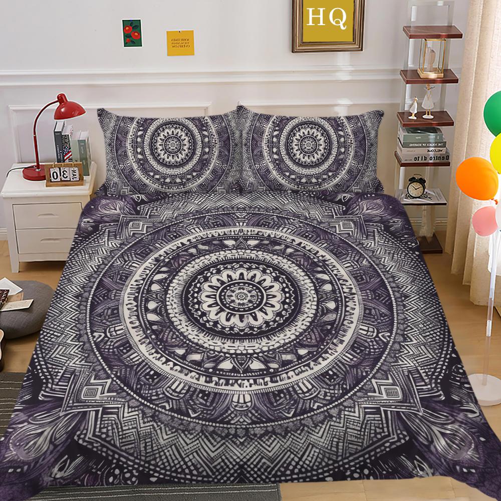 Set cuvertură pilote cu imprimeu Datura Bărbat Femeie Husă de pat Costum Queen Size Poliester Moale Textile pentru Casă