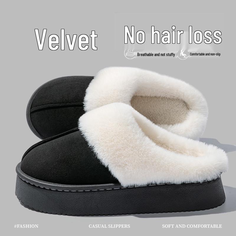 Women's and Men's Non-Slip Indoor/Outdoor Cotton Slippers - Warm, Thick-Soled, Velvet-Lined, Autumn/Winter Collection