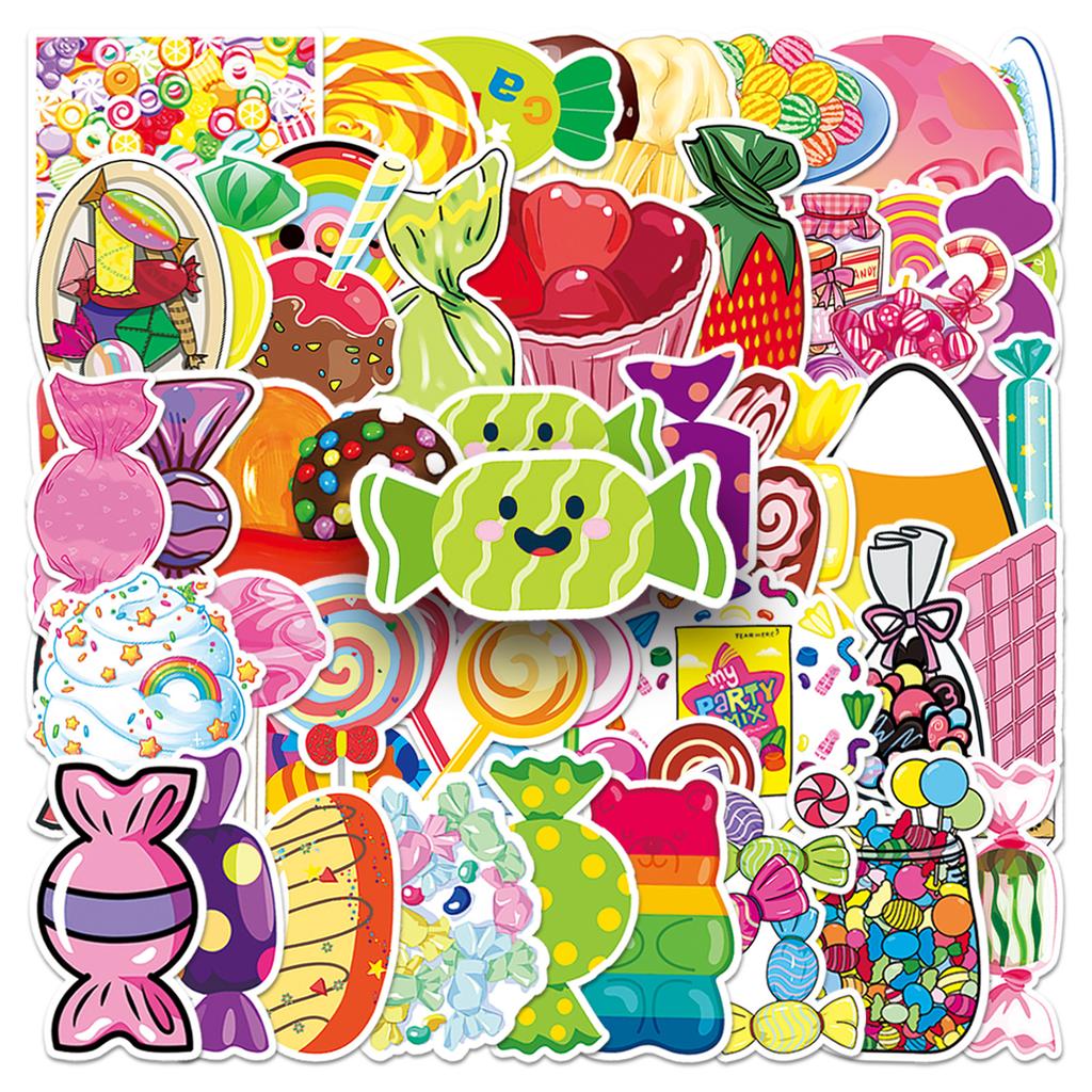 50 Colorful Candy Doodle Personalized Cartoon Children's Guka DIY Mobile Case Suitcase Stickers Waterproof