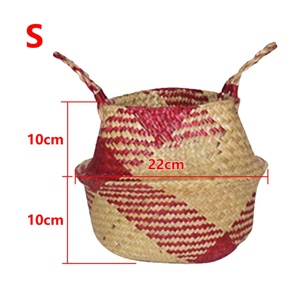 Seaweed Woven Flower Basket Woven Belly Basket Woven Basket Storage Basin Belly Basket Storage Flower Pot Basket