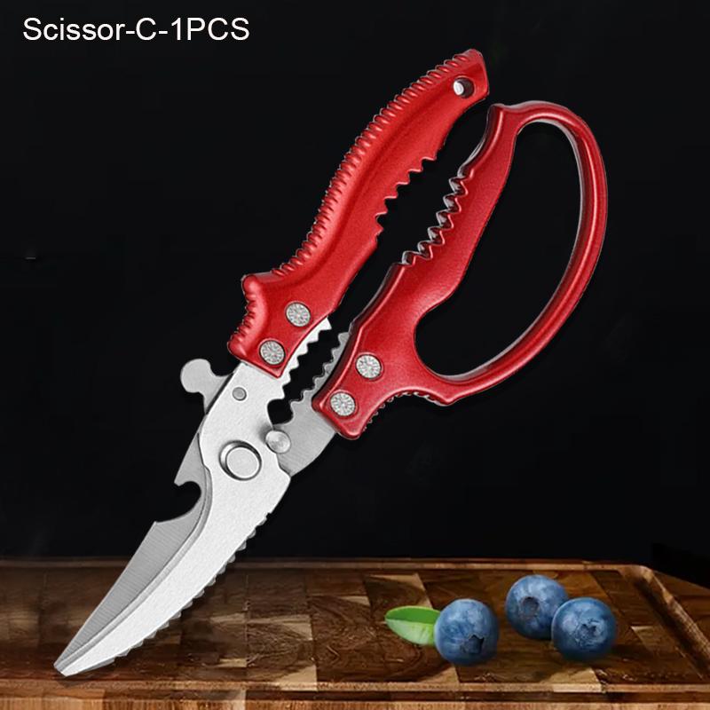 WXCOO Kitchen Scissors Chicken Bone Scissors Multi-Functional Meat Vegetable Fish Anti-Slip Handle Scissors Kitchen Specialised