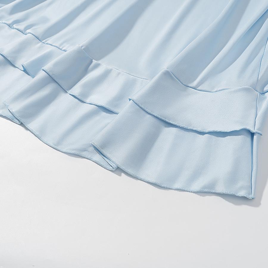 European & American Style Romantic Lace-up Ruffle Top and Long Skirt Set