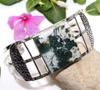 Huge Tree Agate 925 Silver Plated Bangle 6.5" Ethnic Fusion Design Trendy q4M83