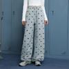 UNIFREE Plush Lined Casual Wide Leg Pants with Paw Print