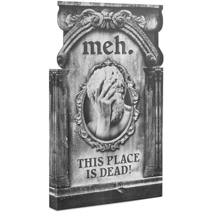 Pierre tombale en Carton - VIVING - Taille 35 x 56 cm - Couleur Blanc - Accessoire Décoratif - Léger bianco