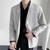 Men Blazer Solid Color Single-breasted Turndown Collar Jacket Spring Autumn Loose Suit Coat