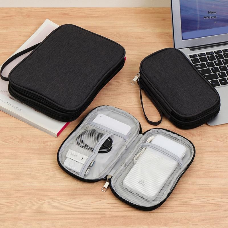 Portable Electronics Organizers Bag Featuring Double Layer For Cable Chargers PowerBanks With Waterproof Material