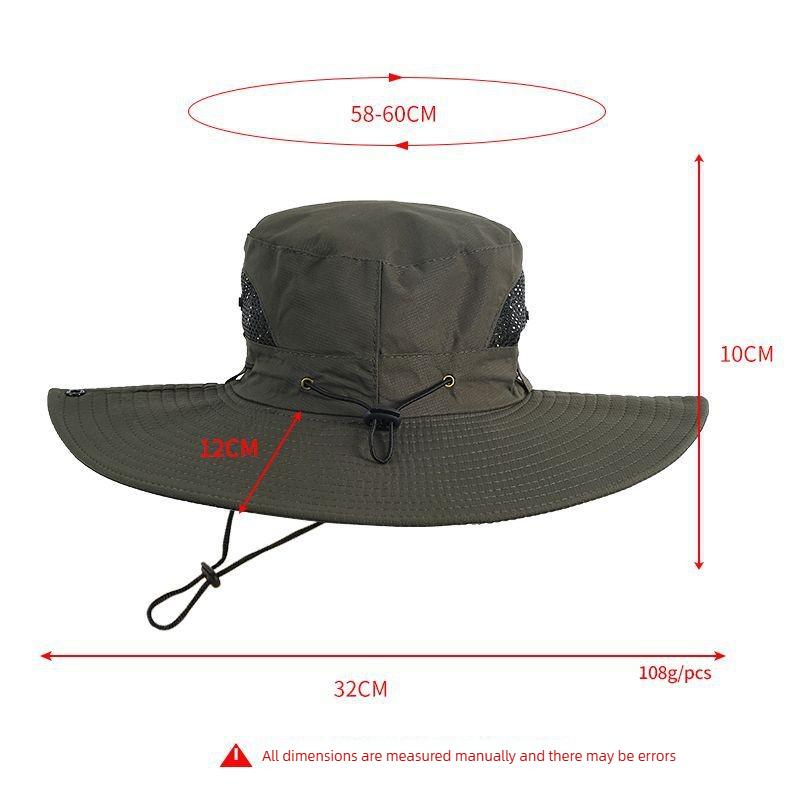 Summer Outdoor Extra-large Brim Hiking and Fishing Sun Hat, Sun Protection Breathable Windproof Sunshade High Temperature Resistant Fisherman Hat