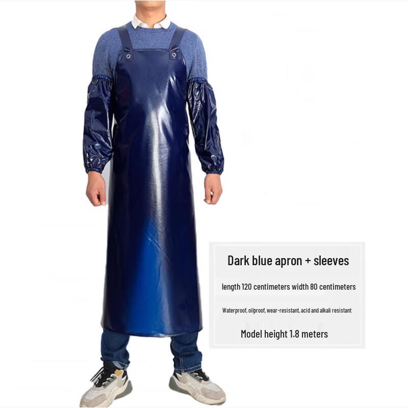 Dark Blue Wear-Resistant Apron & Sleeve Set