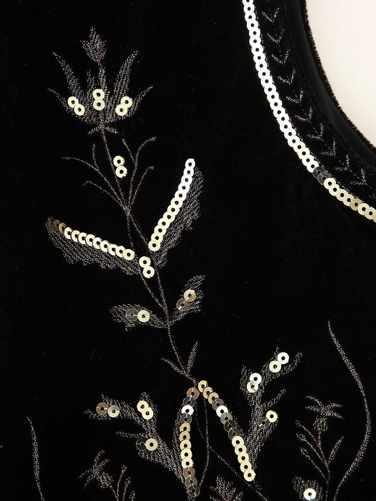 2024 Autumn Women's European & American Velvet Sequin Embroidered Vest