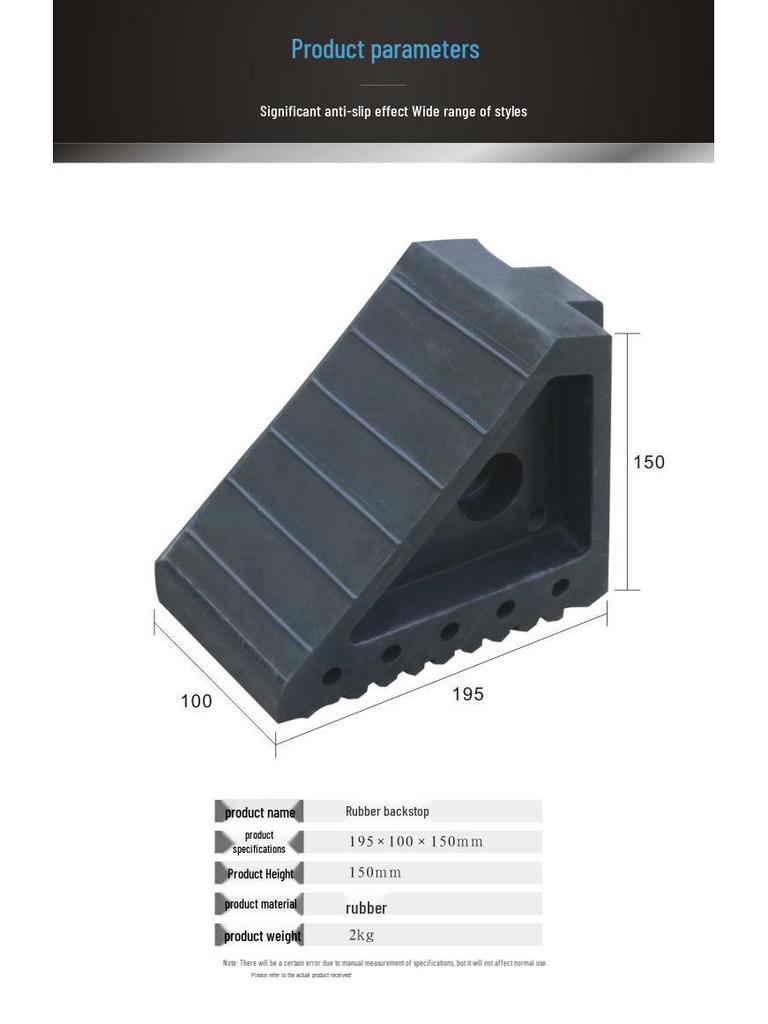 Large Portable Anti-Roll Wheel Chock: Rubber & Wood Stopper for Truck Tires