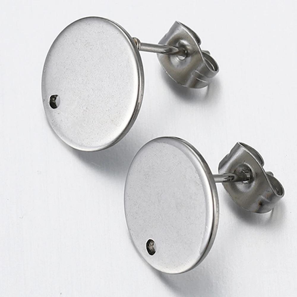 5Pairs Stainless Steel Embossing Round Ear Studs Ear Plug Set Earring Posts Back Stoppers Earrings Piercing DIY Jewelry Making